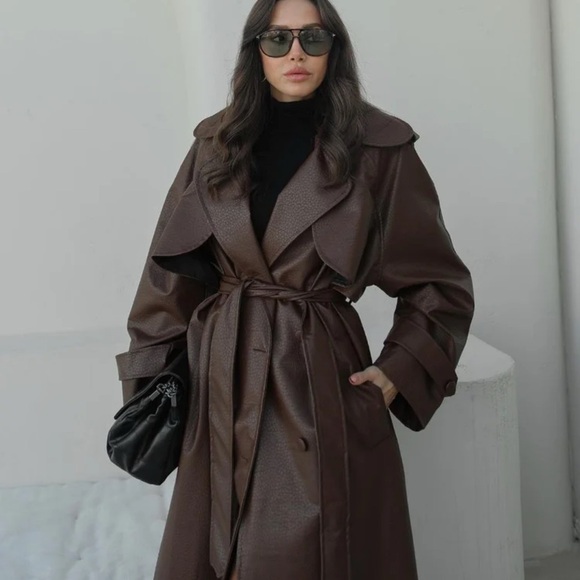Zara Chocolate Brown Trench Coat - Picture 16 of 16